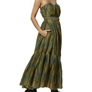 NWT - LEO LIN - Hummingbird, Silk Linen Strapless Dress